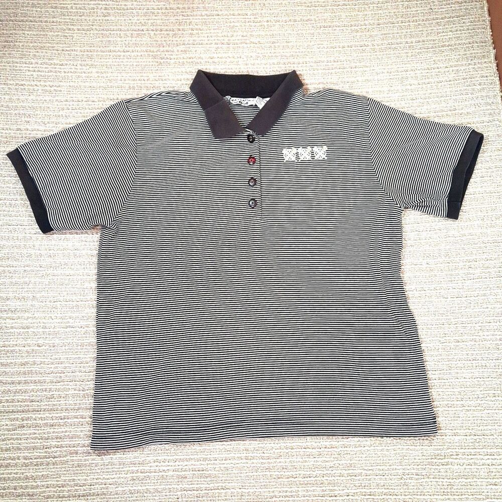 boca classics mens gray polo shirt striped short sleeve cotton blend size medium
